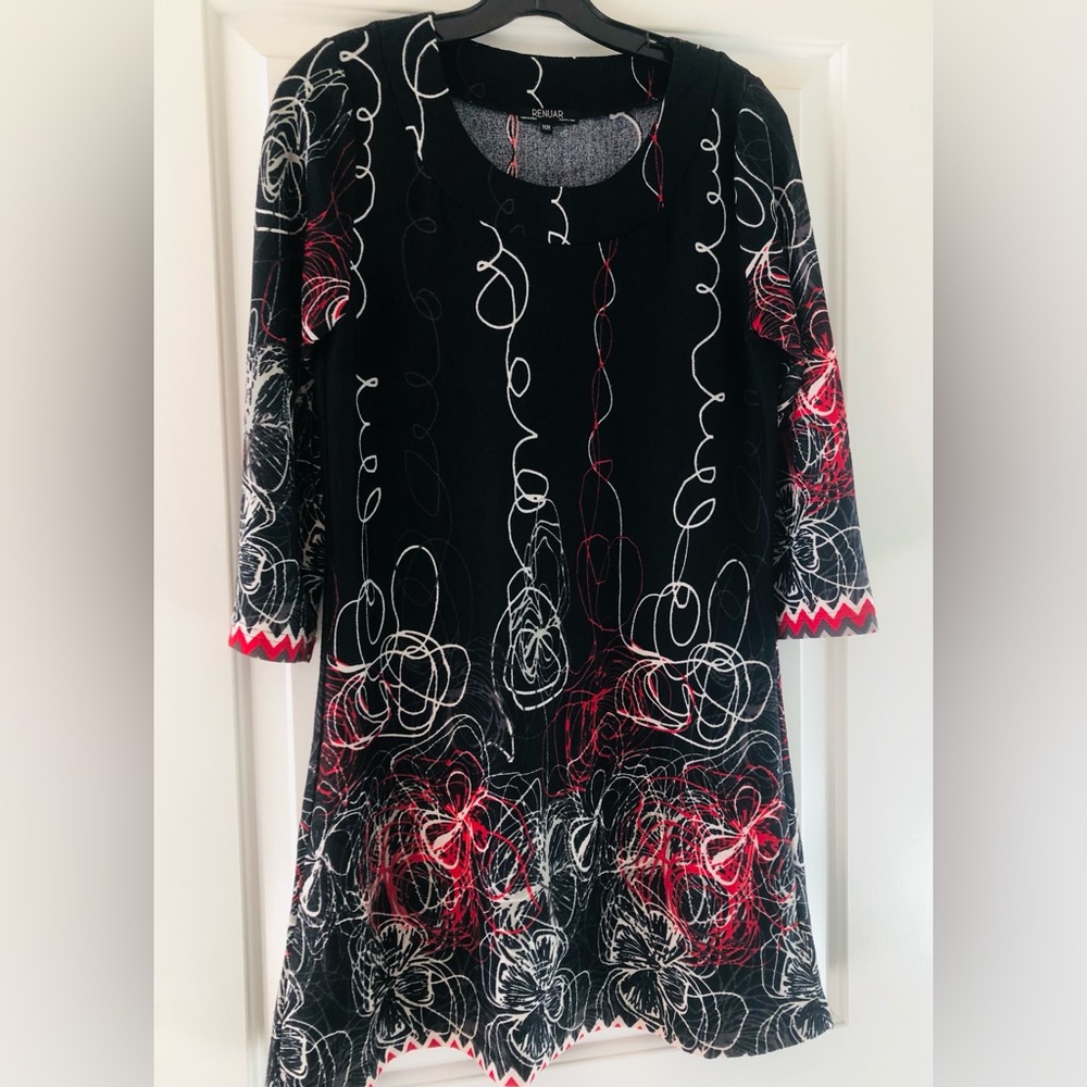 Renuar Size M Abstract Floral Print Dress